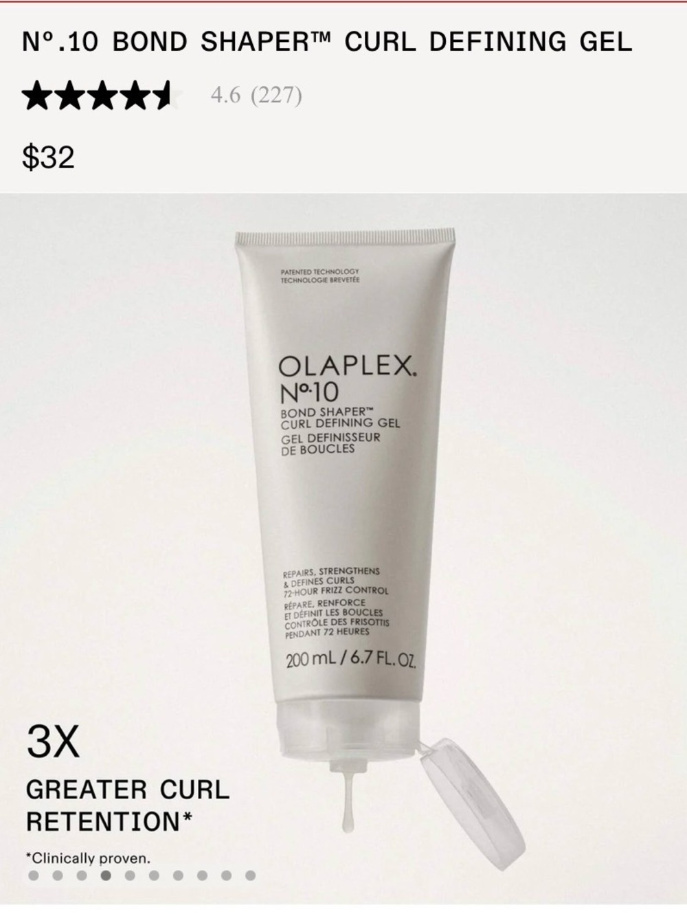 OLAPLEX No.10 Bond Shaper Curl Defining Gel — White - Picture 3 of 9